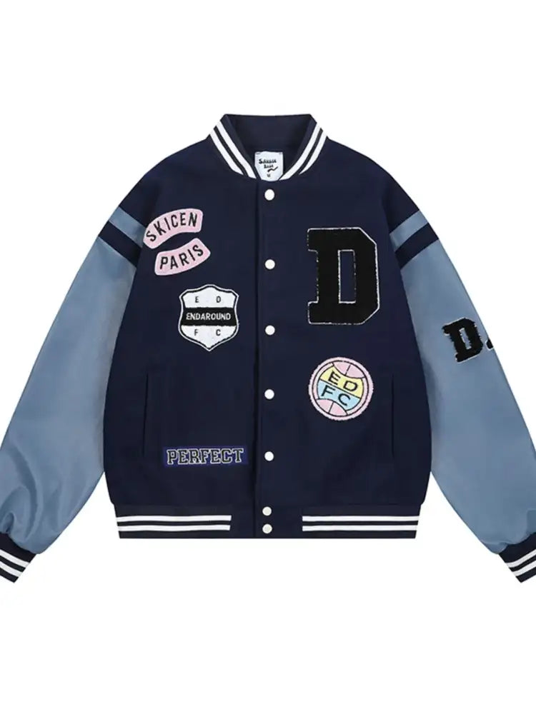 Men’s Baseball Bomber Jacket with Patches