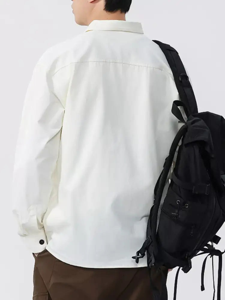 Men’s Button Up Long Sleeve Shirt - Green | black backpack multiple compartments adjustable