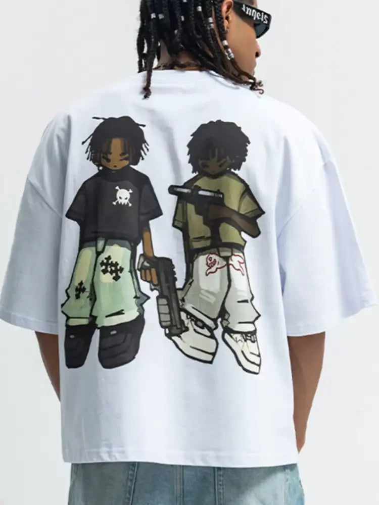 Men’s Cartoon Round Neck Half Sleeve T-Shirt