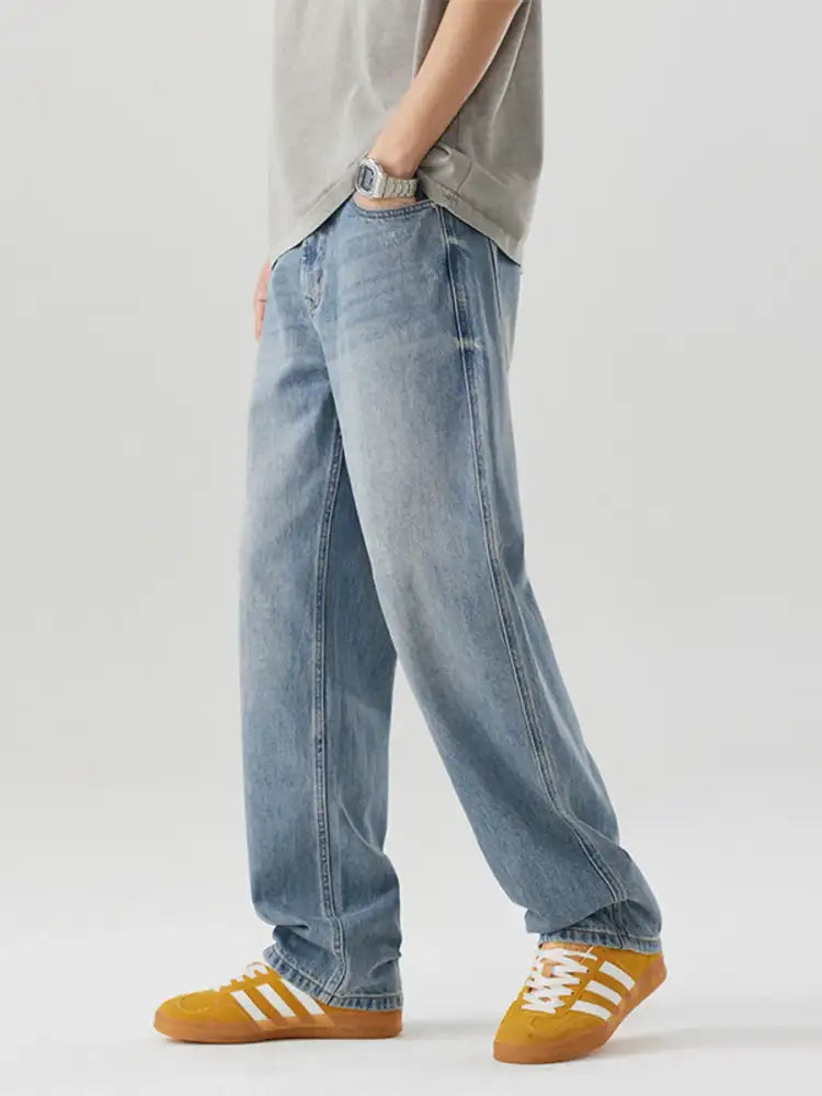 Men’s Casual Loose Fit Wash Jeans