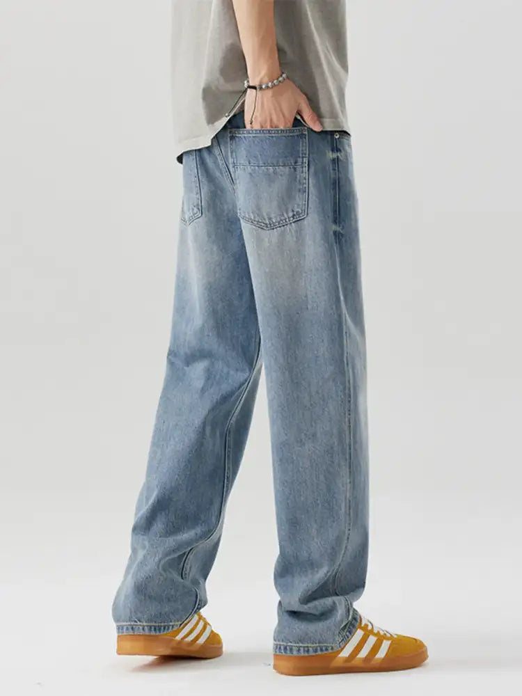 Men’s Casual Loose Fit Wash Jeans