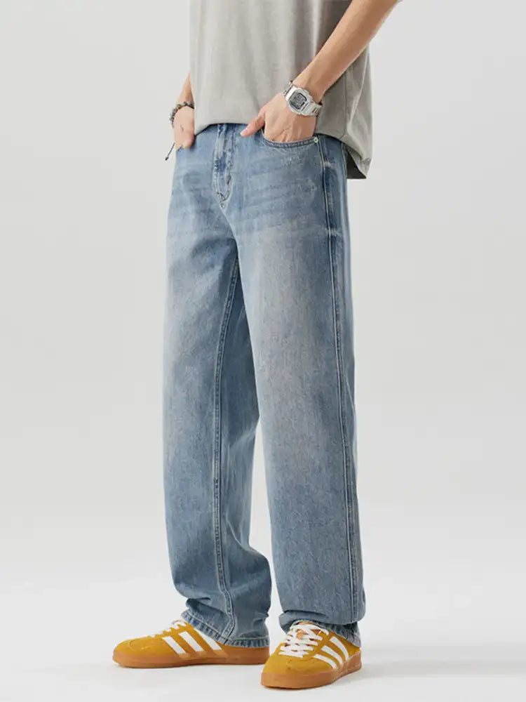 Men’s Casual Loose Fit Wash Jeans