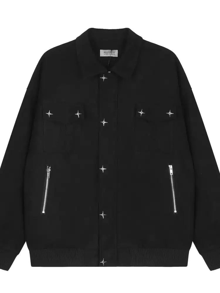 Men’s Collared Neck Long Sleeve Jacket