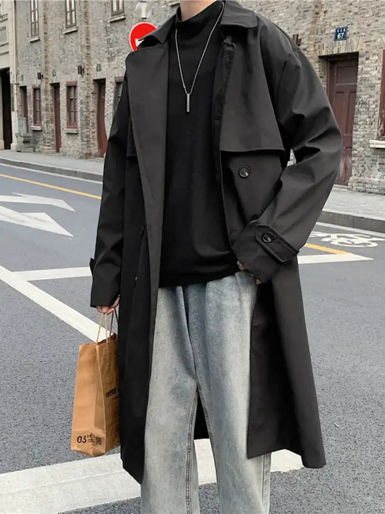 Men’s Collared Neck Long Sleeve Trench Coat