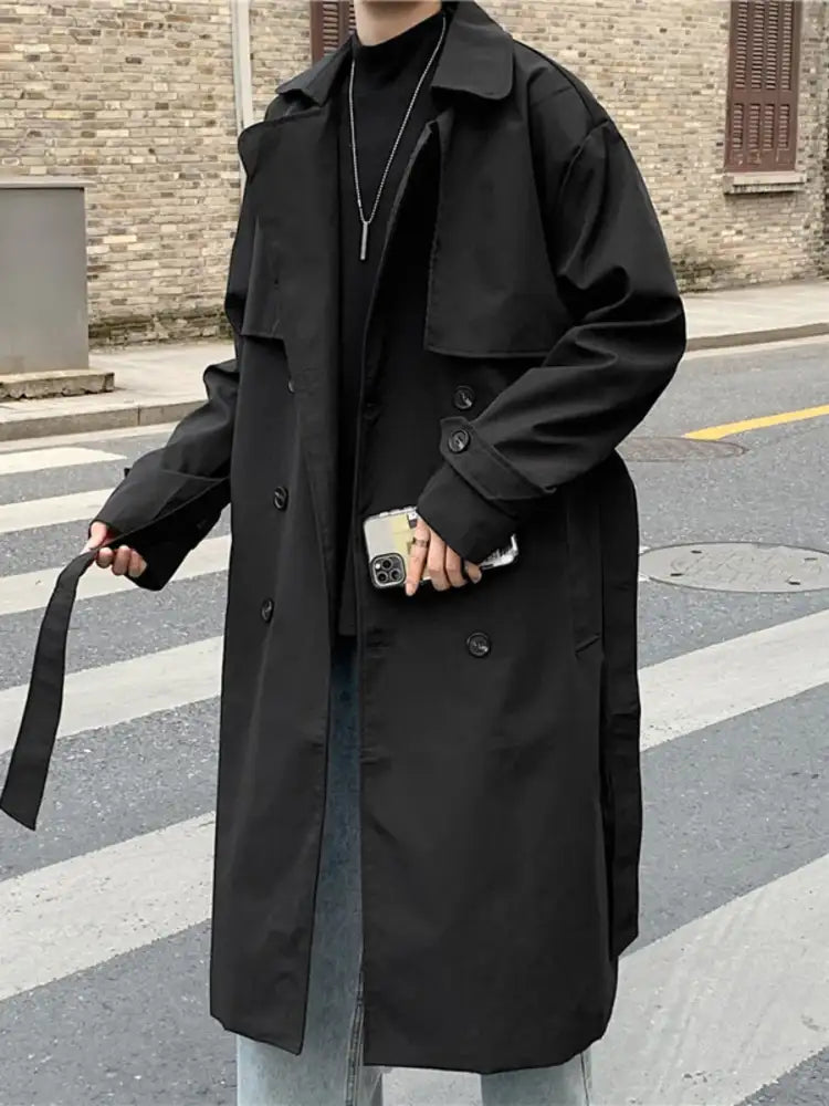 Men’s Collared Neck Long Sleeve Trench Coat