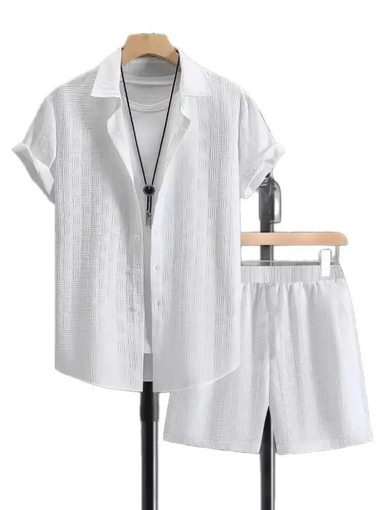 Men’s Collared Neck Short Sleeve Top and Shorts Set