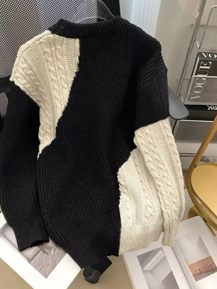 Men’s Color Block Cable Knit Pullover