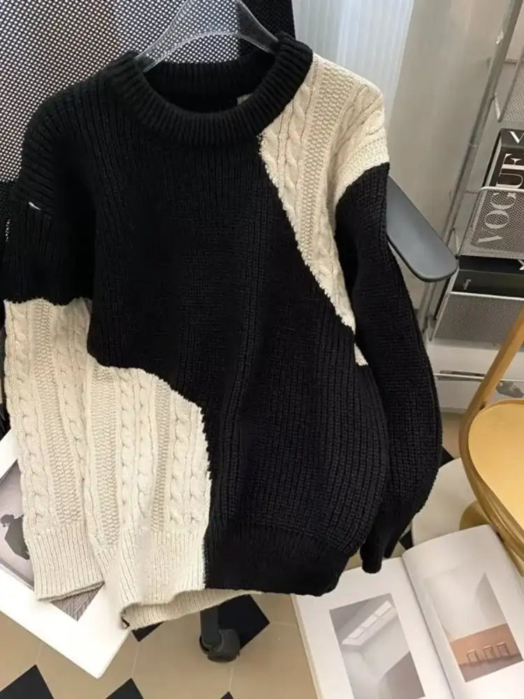 Men’s Color Block Cable Knit Pullover