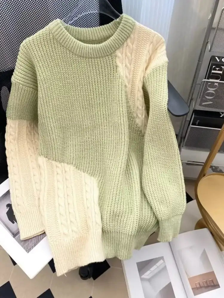 Men’s Color Block Cable Knit Pullover