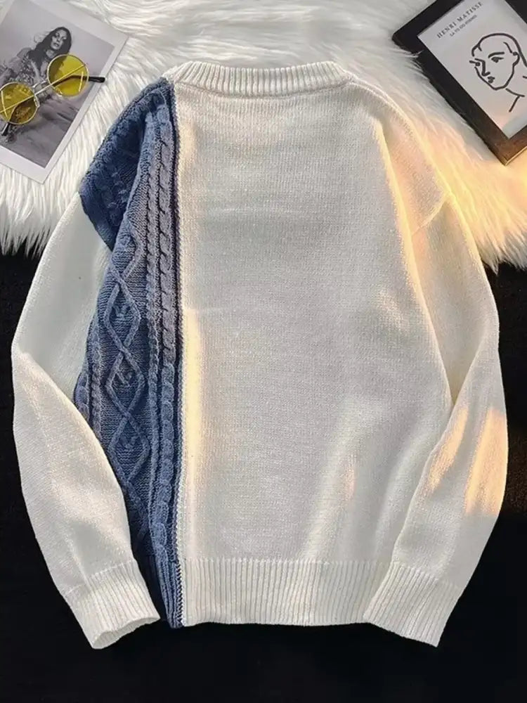 Men’s Color Block Round Neck Sweater