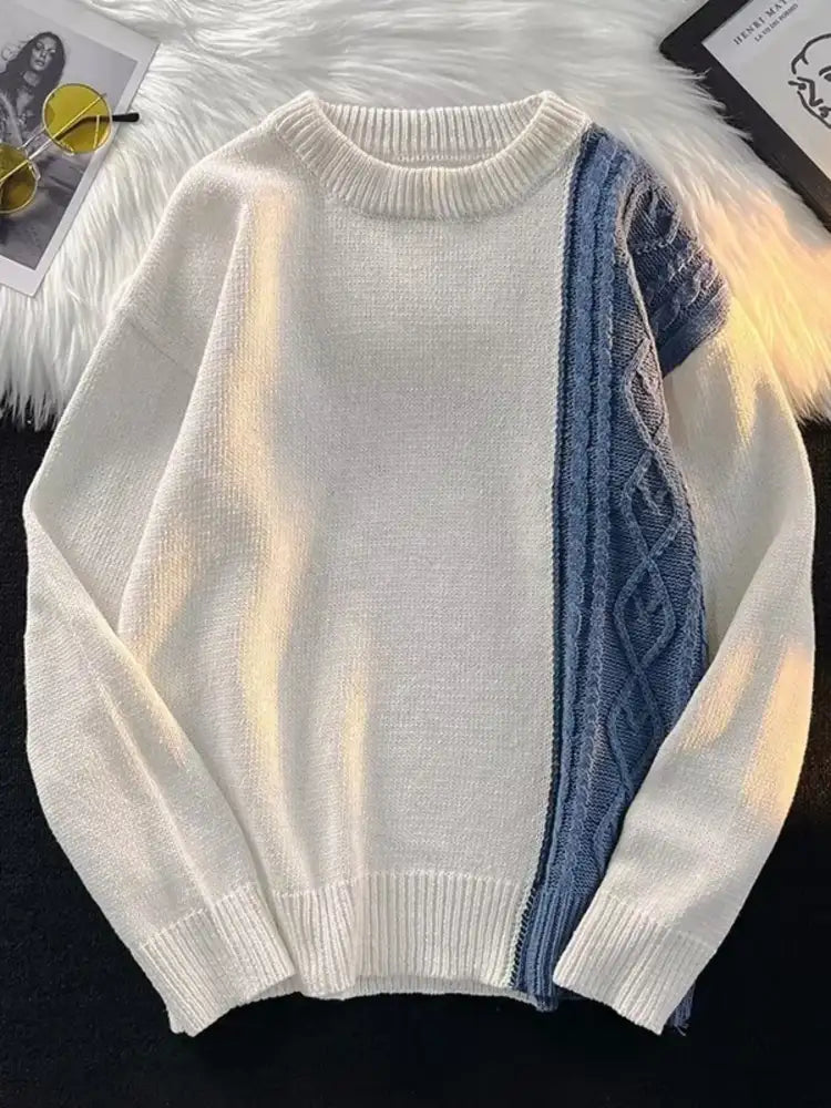 Men’s Color Block Round Neck Sweater