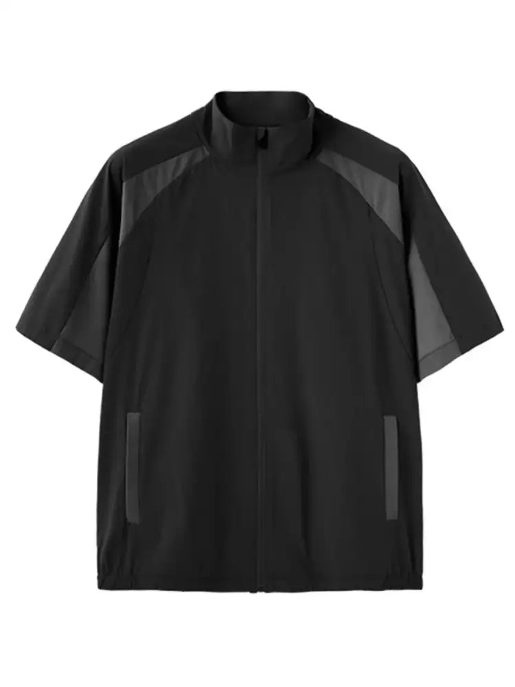 Men’s Color Block Zip Up Short Sleeve Jacket