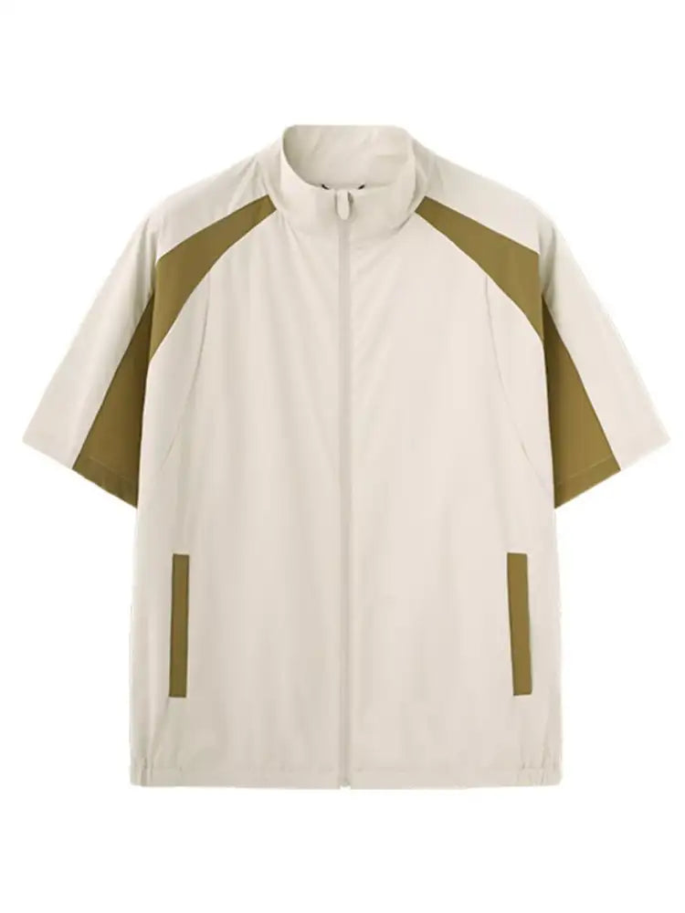 Men’s Color Block Zip Up Short Sleeve Jacket