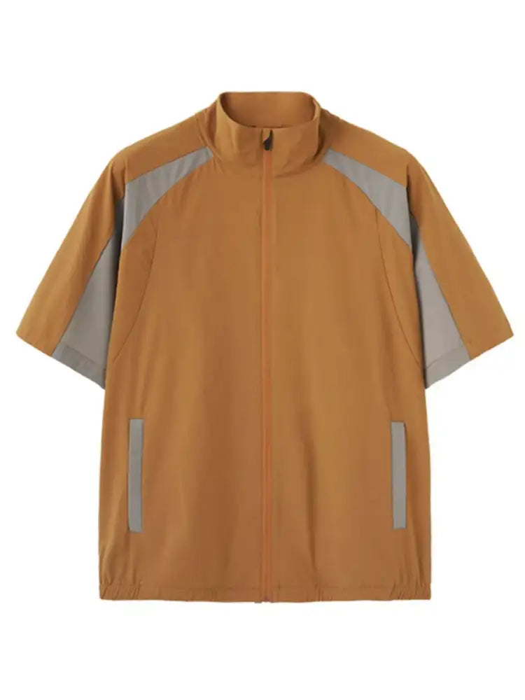 Men’s Color Block Zip Up Short Sleeve Jacket