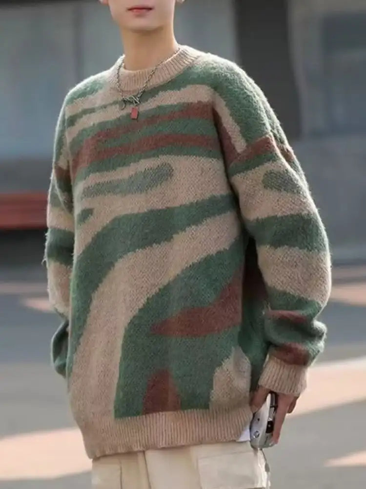 Men’s Contrast Round Neck Sweater