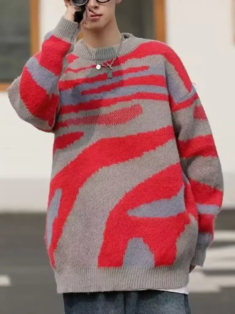 Men’s Contrast Round Neck Sweater