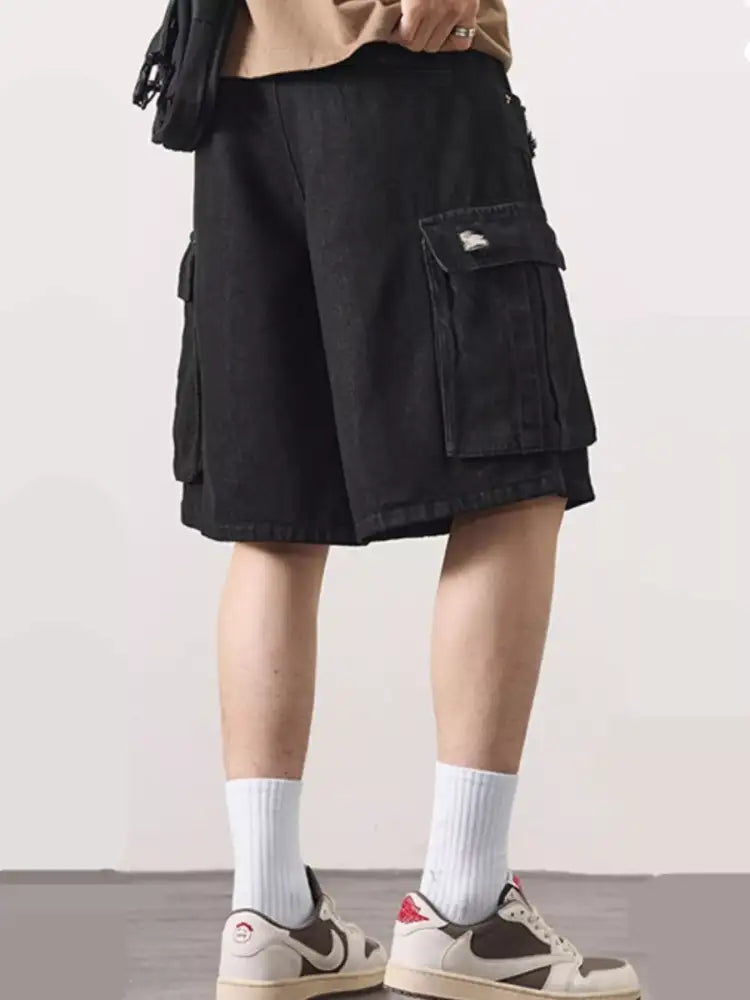 Men’s Distressed Cargo Denim Shorts