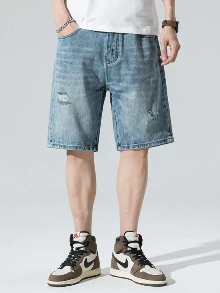 Men’s Distressed Denim Shorts