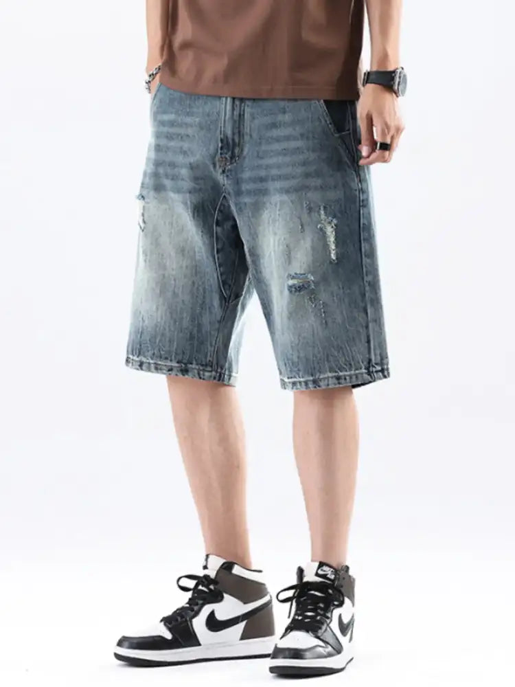 Men’s Distressed Denim Shorts