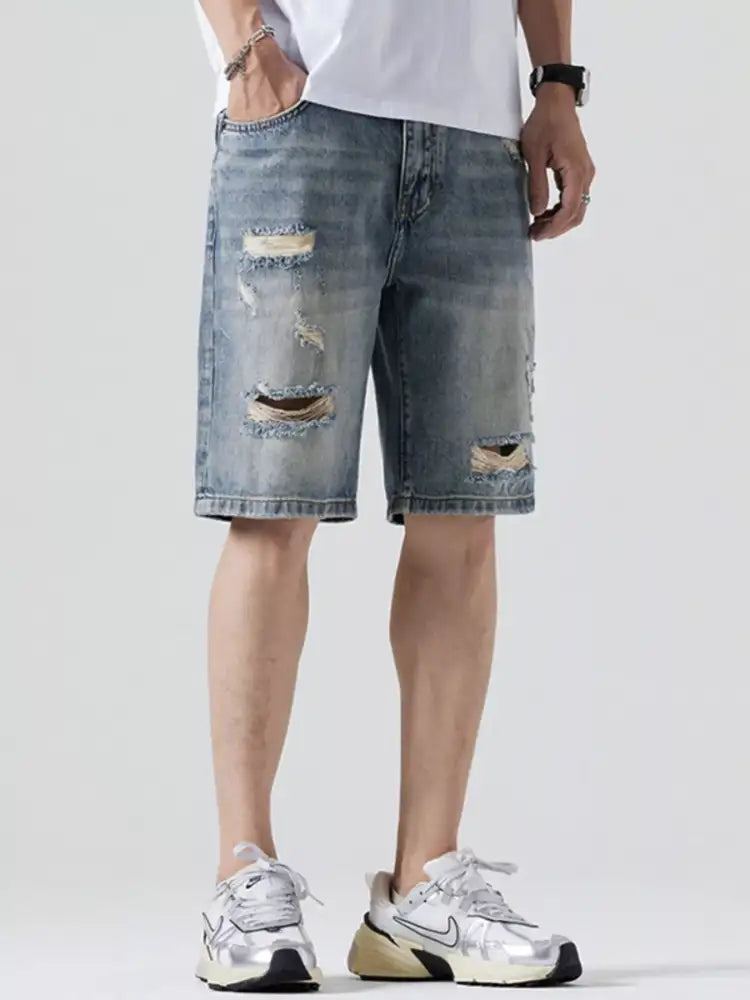 Men’s Distressed Denim Shorts