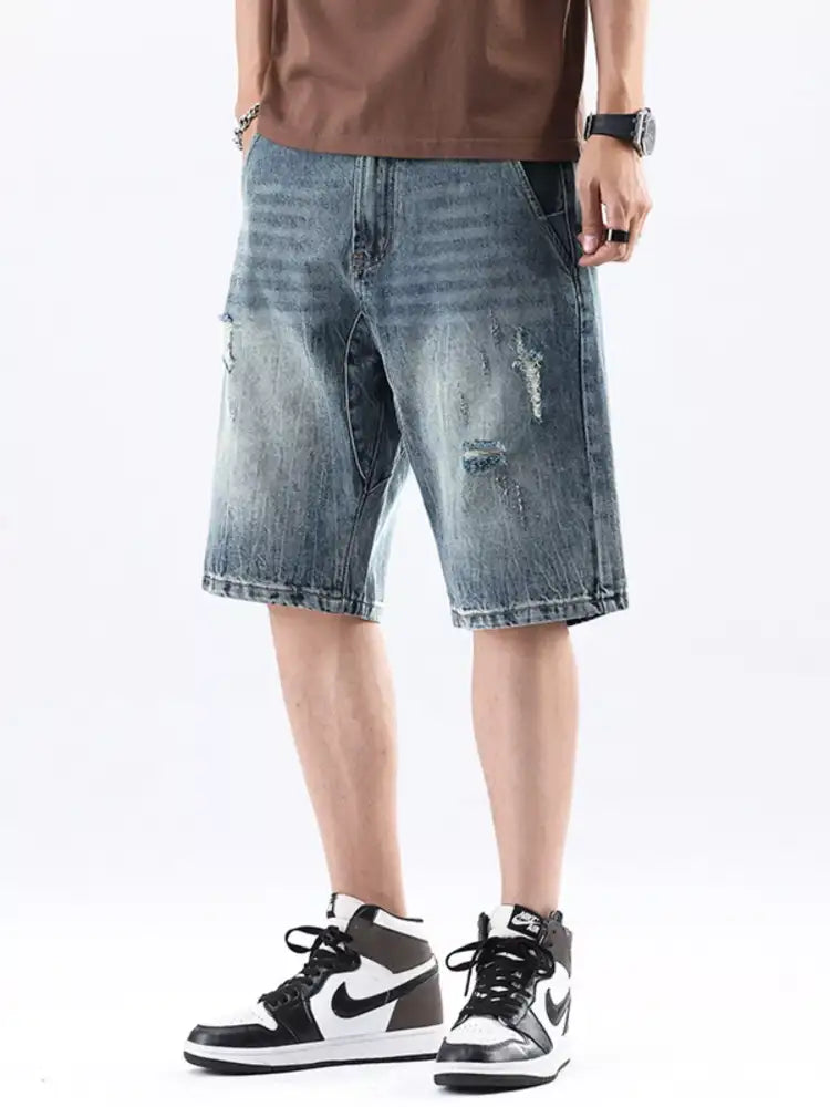 Men’s Distressed Denim Shorts