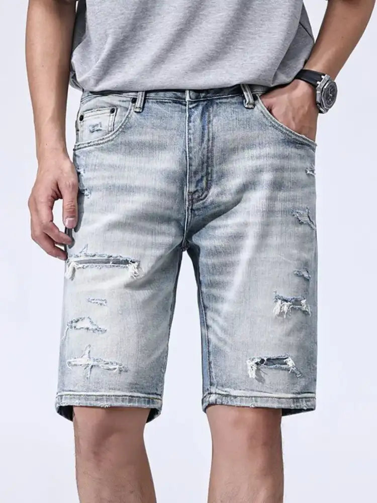 Men’s Distressed Denim Shorts