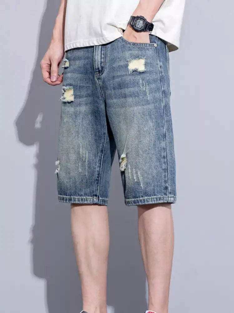 Men’s Distressed Denim Shorts