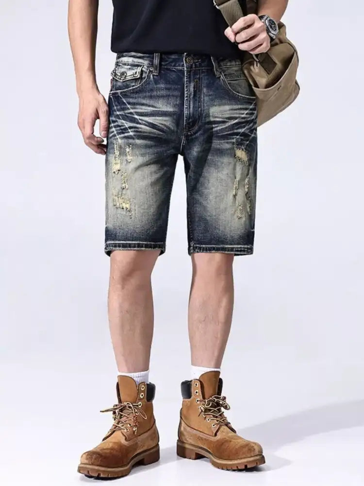 Men’s Distressed Denim Shorts