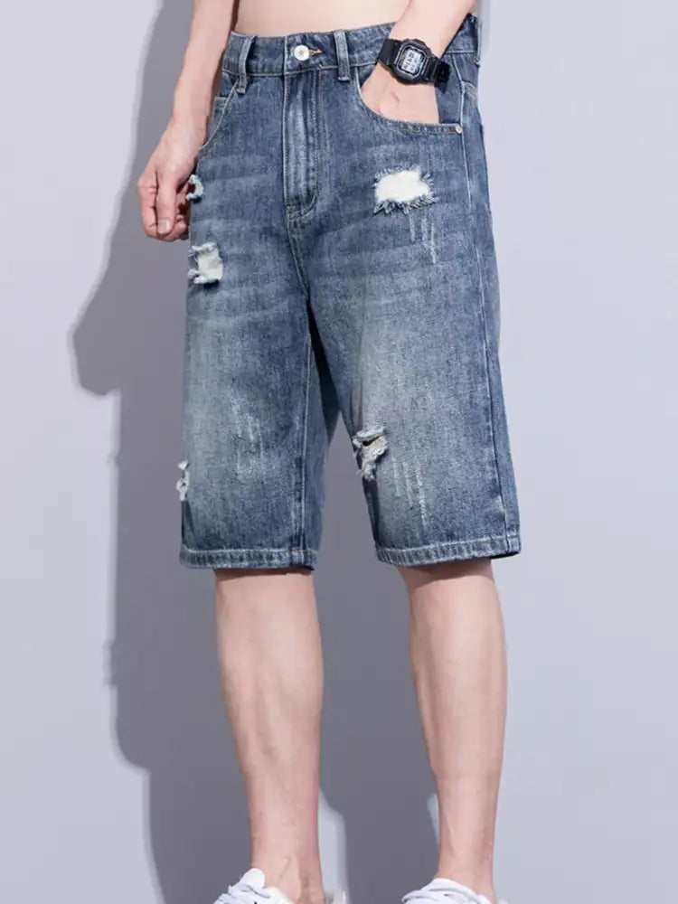 Men’s Distressed Denim Shorts