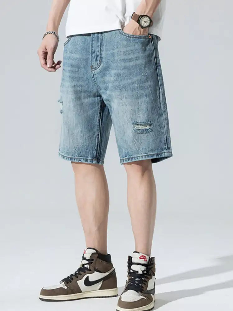 Men’s Distressed Denim Shorts