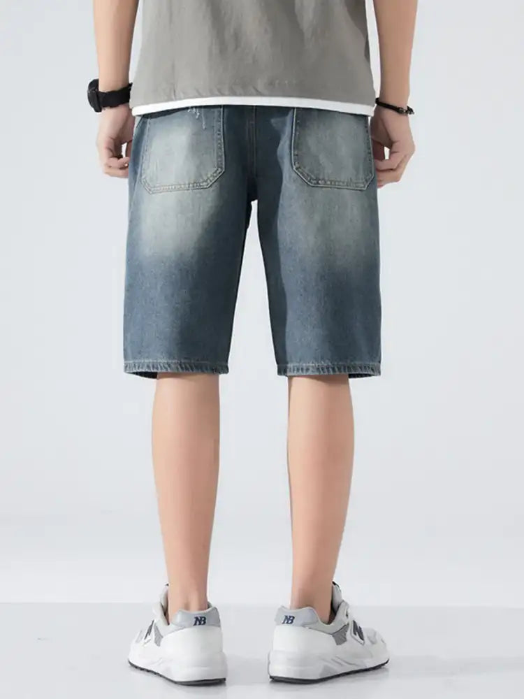 Men’s Distressed Denim Shorts with Ripped Details