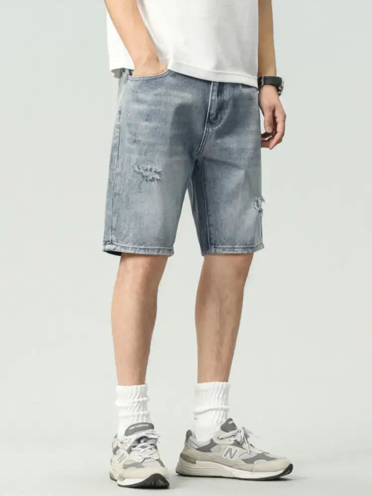 Men’s Distressed Loose Fit Denim Shorts