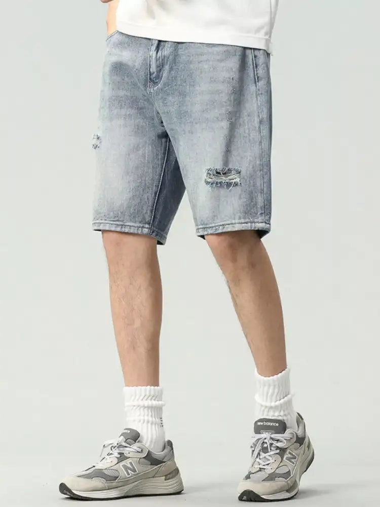 Men’s Distressed Loose Fit Denim Shorts