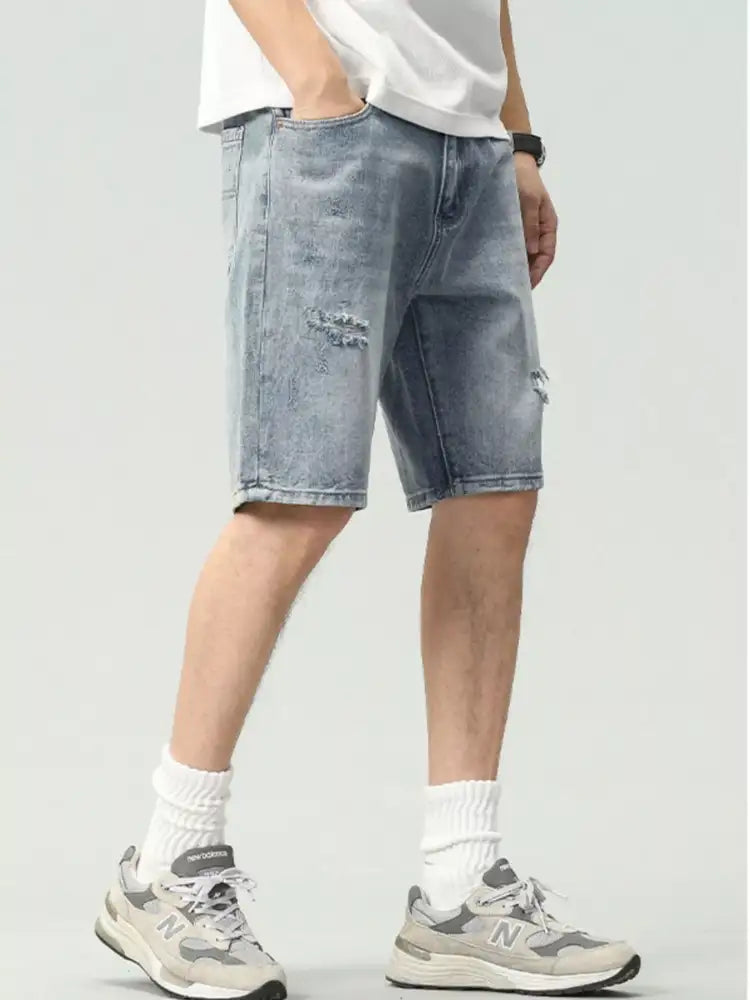Men’s Distressed Loose Fit Denim Shorts