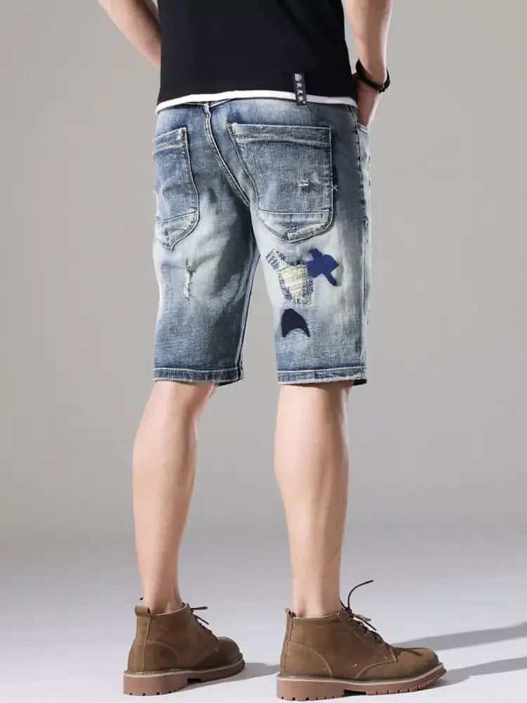 Men’s Distressed Loose Fit Denim Shorts