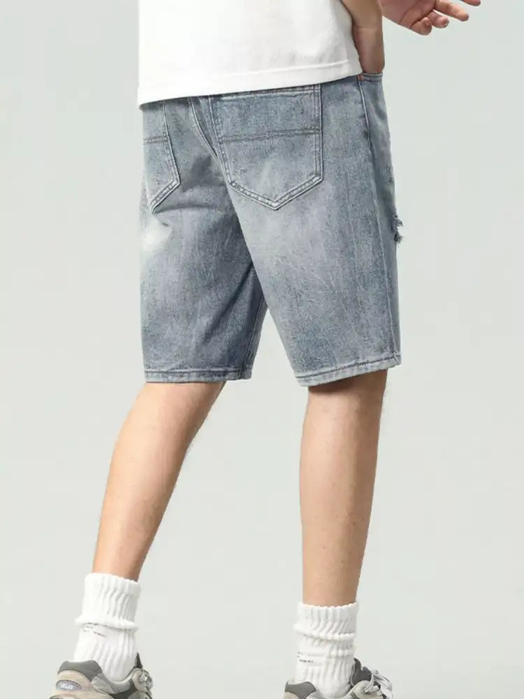 Men’s Distressed Loose Fit Denim Shorts