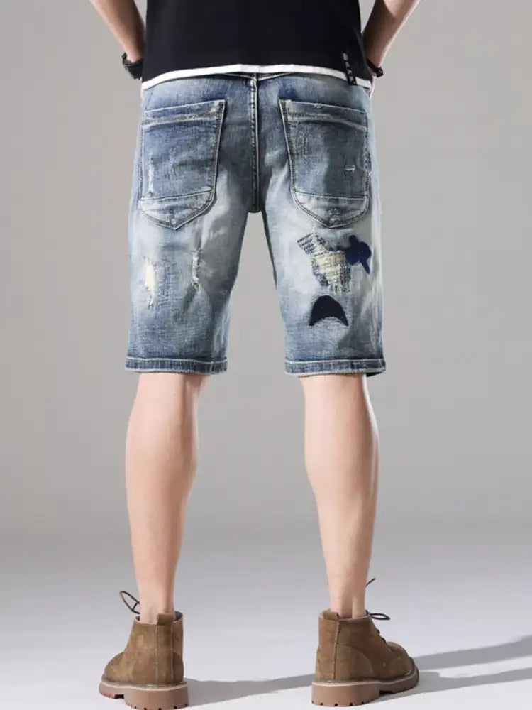 Men’s Distressed Loose Fit Denim Shorts