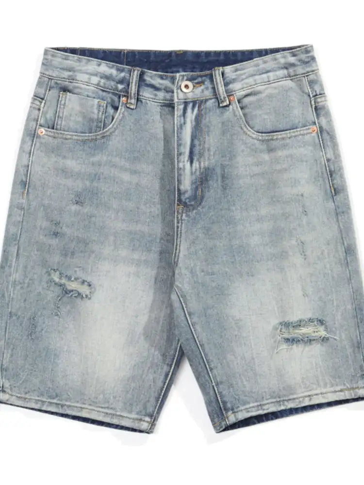 Men’s Distressed Loose Fit Denim Shorts