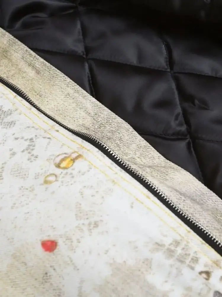 Men’s Distressed Paint Splatter Zip Up Jacket