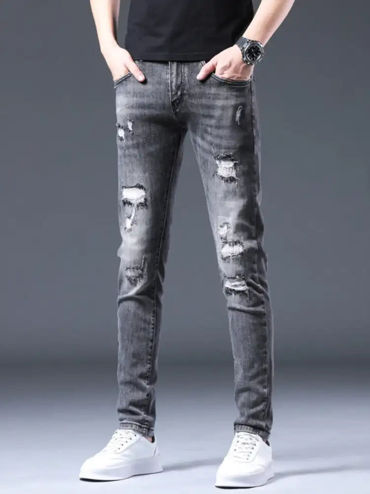 Men’s Distressed Slim Fit Ripped Jeans