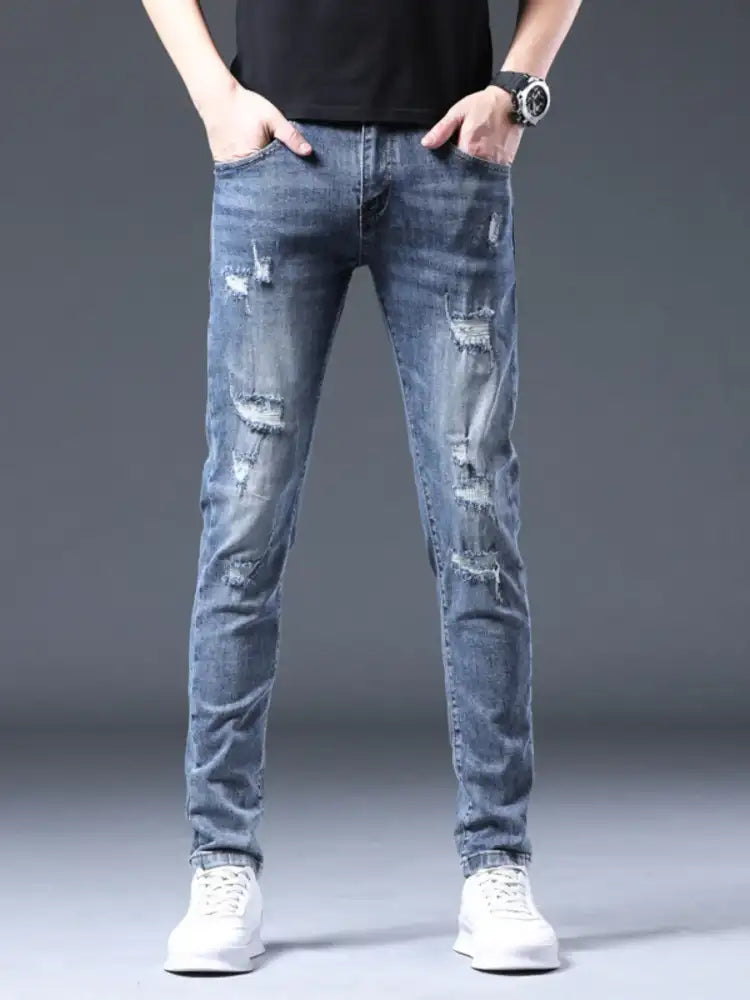 Men’s Distressed Slim Fit Ripped Jeans