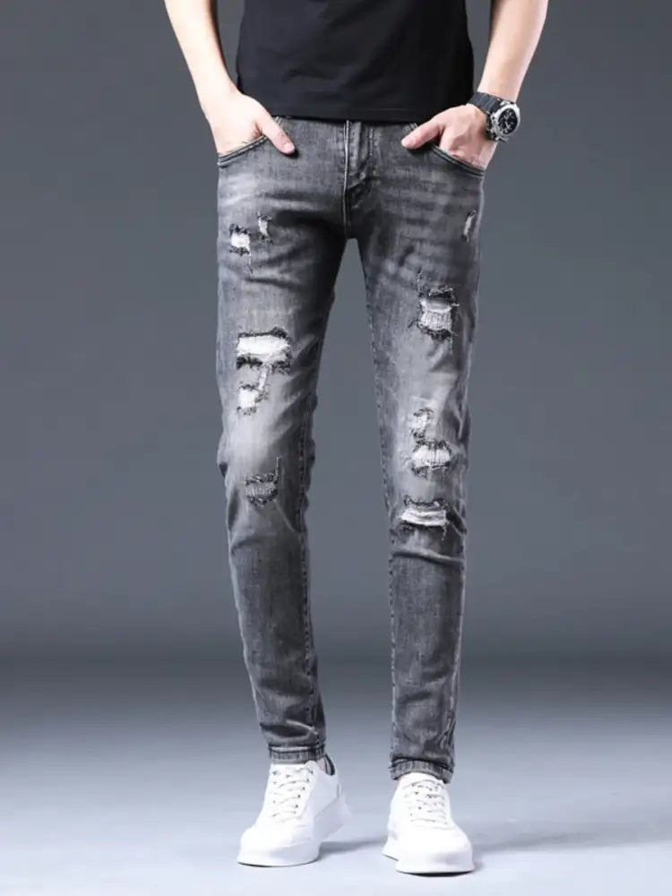 Men’s Distressed Slim Fit Ripped Jeans