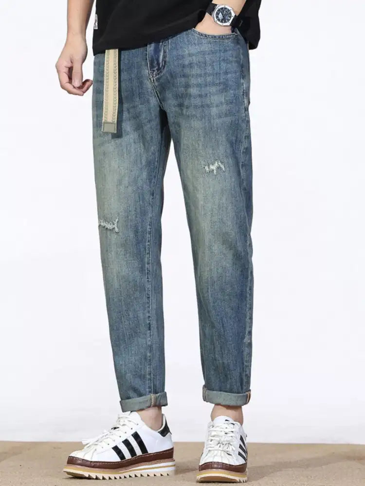 Men’s Distressed Straight Leg Jeans