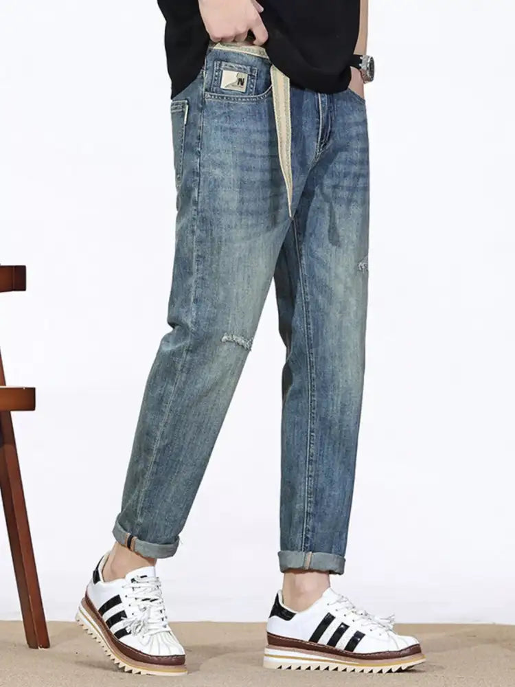 Men’s Distressed Straight Leg Jeans