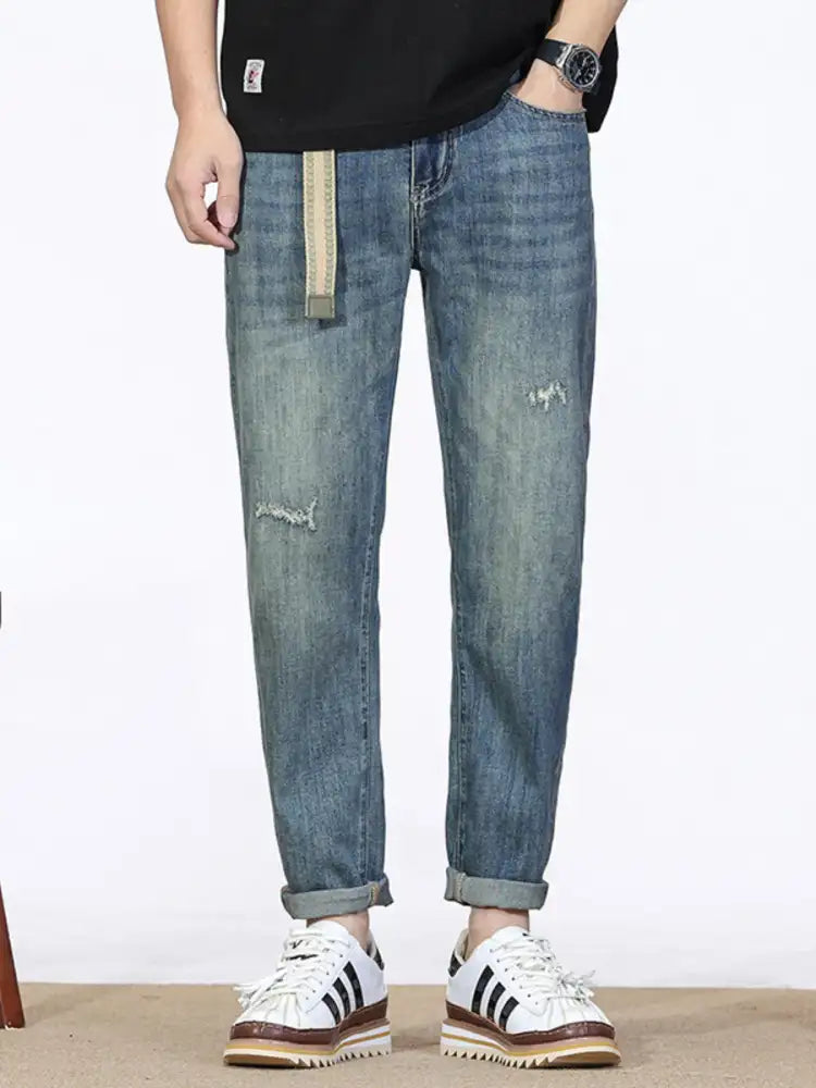 Men’s Distressed Straight Leg Jeans