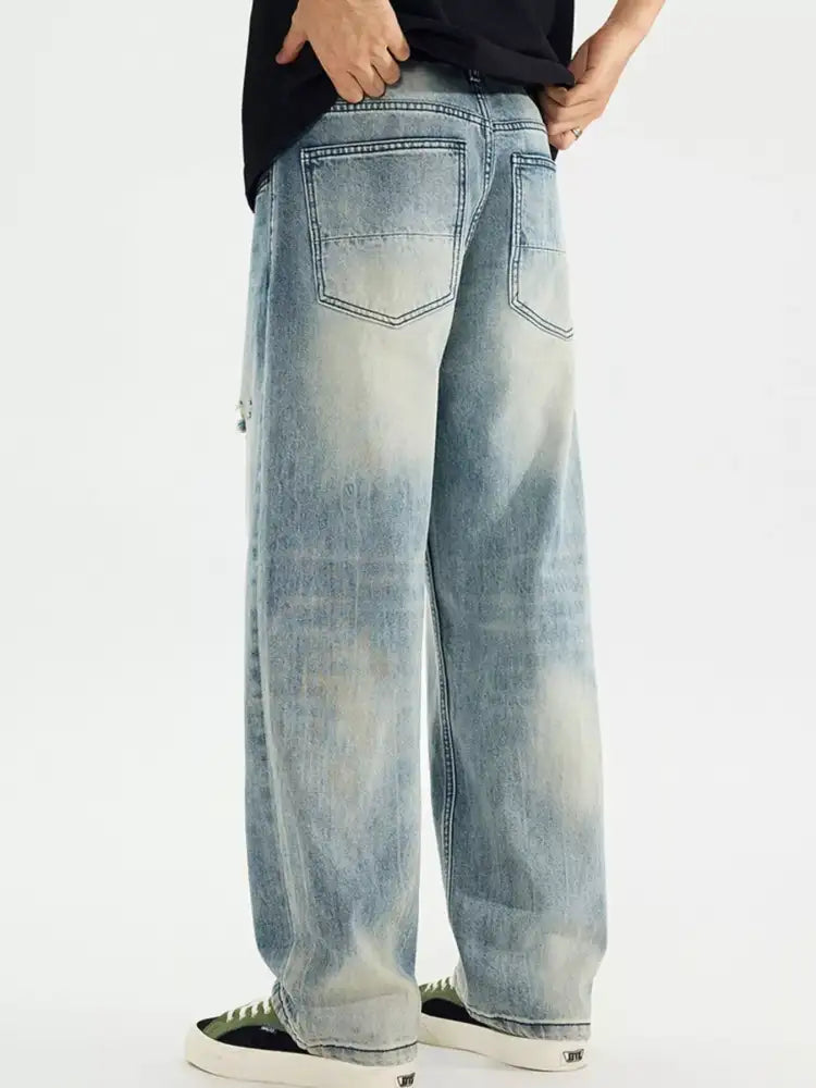 Men’s Distressed Vintage Wash Loose Fit Jeans