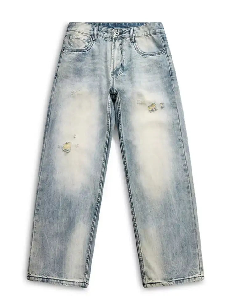 Men’s Distressed Vintage Wash Loose Fit Jeans