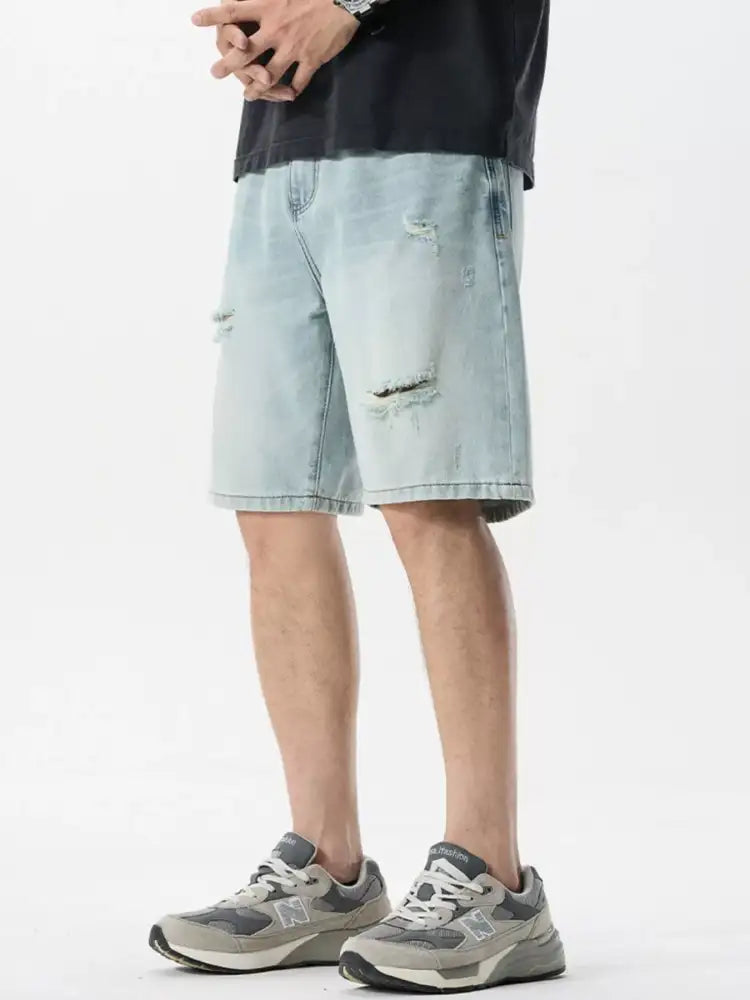 Men’s Distressed Wash Denim Shorts