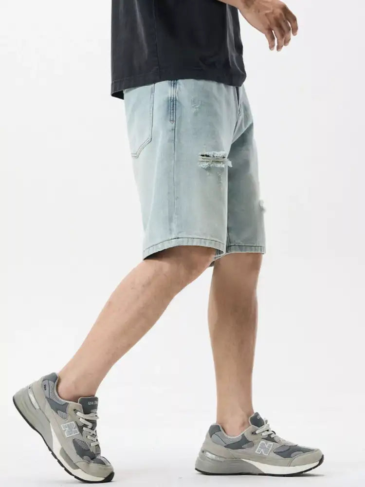Men’s Distressed Wash Denim Shorts