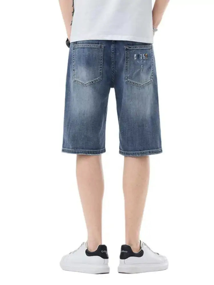 Men’s Distressed Wash Denim Shorts